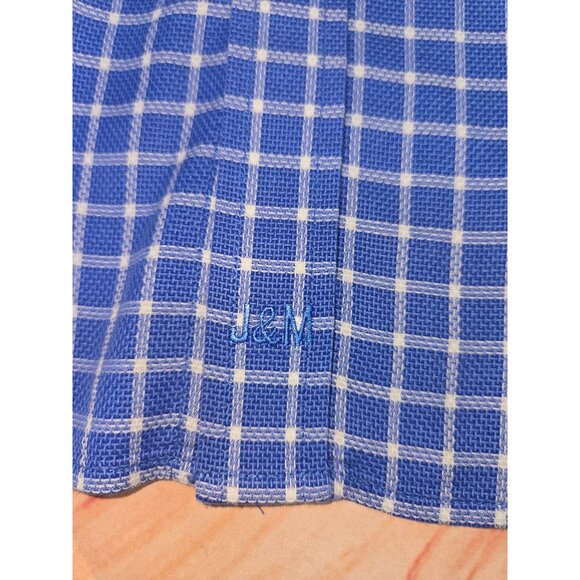 Johnston & Murphy Mens Blue Check Jacquard Dress Shirt Large - Picture 7 of 8